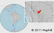 Gray Location Map of Chapare, hill shading