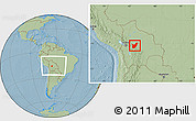 Savanna Style Location Map of Chapare, within the entire country, hill shading