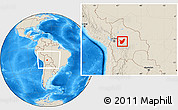Shaded Relief Location Map of Chapare, within the entire country