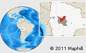 Shaded Relief Location Map of Chapare, highlighted country, highlighted parent region