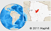 Shaded Relief Location Map of Chapare, highlighted country