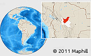 Shaded Relief Location Map of Chapare, highlighted parent region