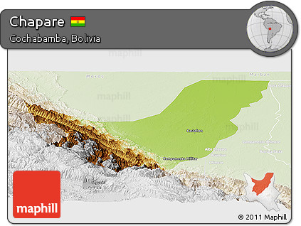 Physical Panoramic Map of Chapare, lighten