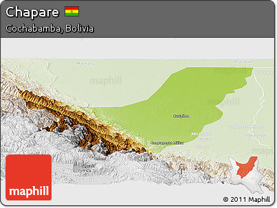Physical Panoramic Map of Chapare, lighten