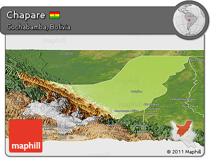 Physical Panoramic Map of Chapare, satellite outside