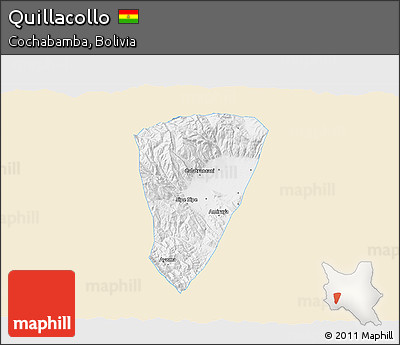Classic Style 3D Map of Quillacollo, single color outside