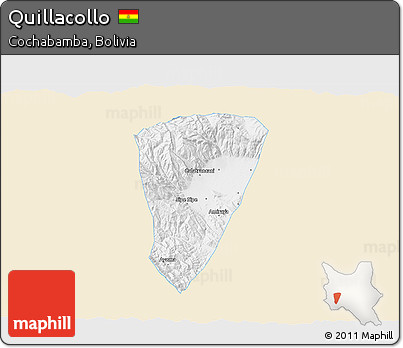 Classic Style 3D Map of Quillacollo, single color outside