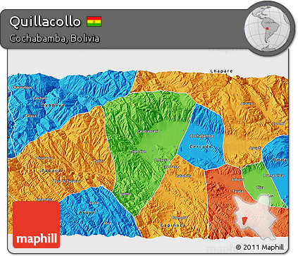 Political 3D Map of Quillacollo
