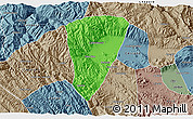 Political 3D Map of Quillacollo, semi-desaturated
