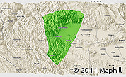 Political 3D Map of Quillacollo, shaded relief outside