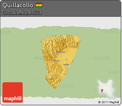 Savanna Style 3D Map of Quillacollo, single color outside