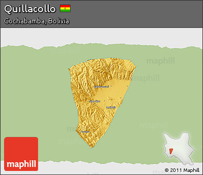 Savanna Style 3D Map of Quillacollo, single color outside