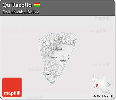 Silver Style 3D Map of Quillacollo, single color outside