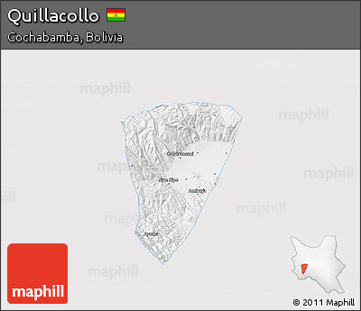 Silver Style 3D Map of Quillacollo, single color outside