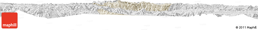 Shaded Relief Horizon Map of Quillacollo, lighten, desaturated