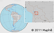 Gray Location Map of Quillacollo, within the entire country