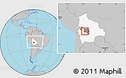 Gray Location Map of Quillacollo, highlighted country, highlighted parent region, within the entire country