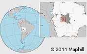 Gray Location Map of Quillacollo, highlighted country, highlighted parent region