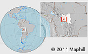 Gray Location Map of Quillacollo, highlighted parent region, hill shading
