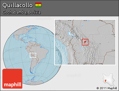 Gray Location Map of Quillacollo, hill shading