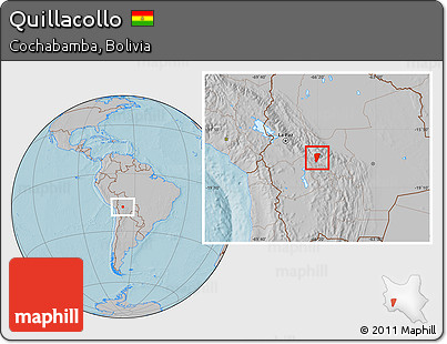 Gray Location Map of Quillacollo, hill shading