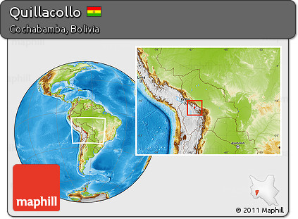 Physical Location Map of Quillacollo, within the entire country