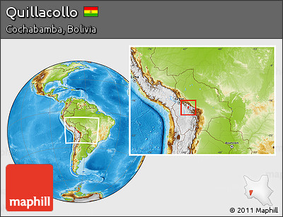 Physical Location Map of Quillacollo, within the entire country