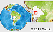 Physical Location Map of Quillacollo, highlighted country, within the entire country