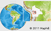 Physical Location Map of Quillacollo, highlighted country, highlighted parent region, within the entire country