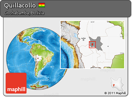 Physical Location Map of Quillacollo, highlighted country, highlighted parent region