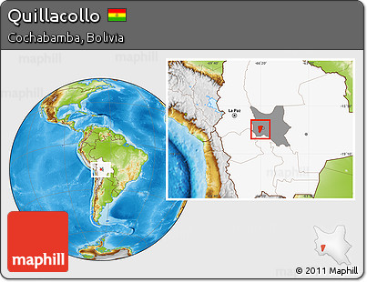 Physical Location Map of Quillacollo, highlighted country, highlighted parent region