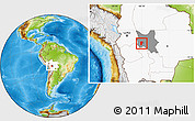 Physical Location Map of Quillacollo, highlighted country, highlighted parent region