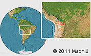 Satellite Location Map of Quillacollo, within the entire country