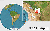 Satellite Location Map of Quillacollo, highlighted parent region