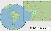 Savanna Style Location Map of Quillacollo, within the entire country