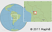 Savanna Style Location Map of Quillacollo, highlighted parent region, within the entire country