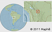 Savanna Style Location Map of Quillacollo, hill shading