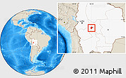 Shaded Relief Location Map of Quillacollo, highlighted country