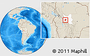 Shaded Relief Location Map of Quillacollo, highlighted parent region