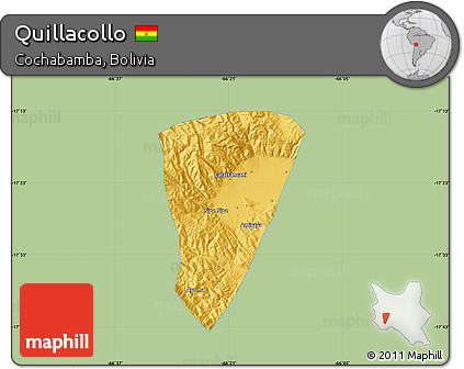 Savanna Style Map of Quillacollo, single color outside