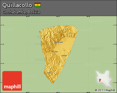 Savanna Style Map of Quillacollo, single color outside