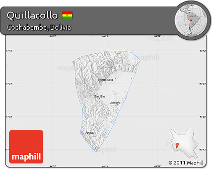 Silver Style Map of Quillacollo, single color outside
