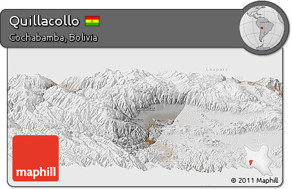 Physical Panoramic Map of Quillacollo, lighten