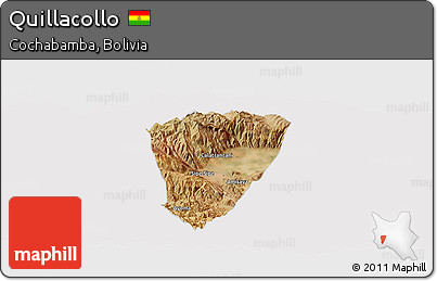 Satellite Panoramic Map of Quillacollo, cropped outside