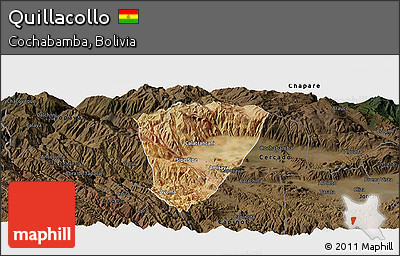 Satellite Panoramic Map of Quillacollo, darken