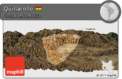 Satellite Panoramic Map of Quillacollo, darken