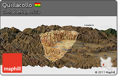 Satellite Panoramic Map of Quillacollo, darken