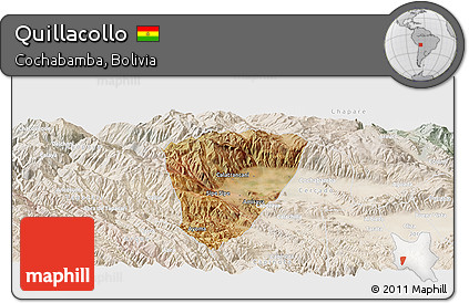 Satellite Panoramic Map of Quillacollo, lighten