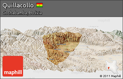 Satellite Panoramic Map of Quillacollo, lighten