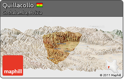 Satellite Panoramic Map of Quillacollo, lighten